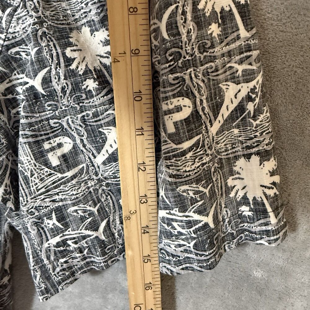 Pelagic Fishing Co Men's XL Gray Camp Shirt Fish Print Button Down Reverse Print - Picture 5 of 8